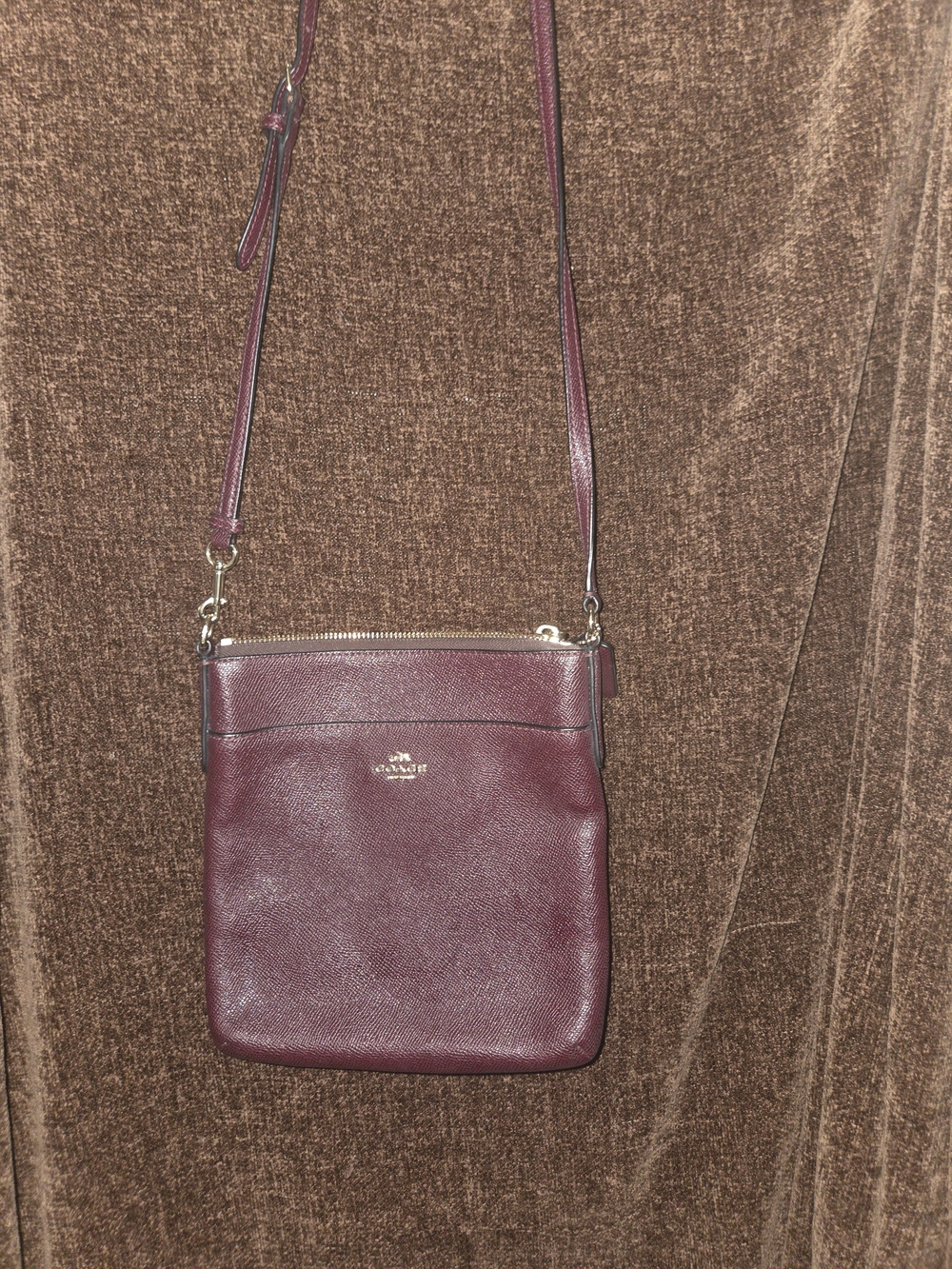 Coach Pebble Leather Crossbody in Wine